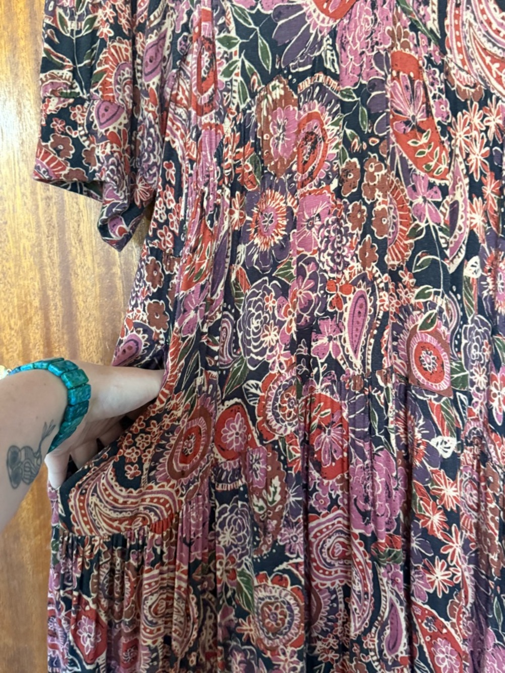 NATURAL LIFE Paisley Midi Dress in Rust and Black - Picture 7 of 8